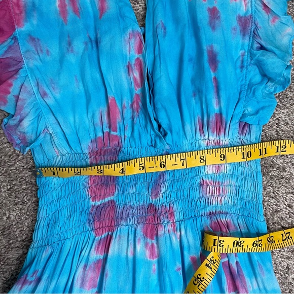 NWT Tiare Hawaii Lia Maxi Dress In Turquoise Fuchsia Leo Tie Dye Womens XS / S - Picture 10 of 12
